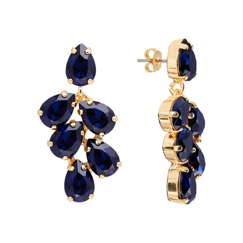 Auskarai "Amber II (Dark Indigo)" su Preciosa™ kristalais